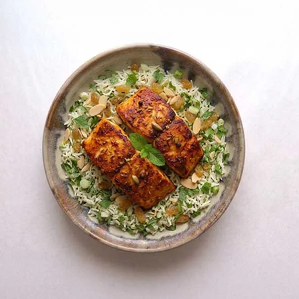 Ginger & Paprika Fish with Zesty Scallion & Cumin Rice